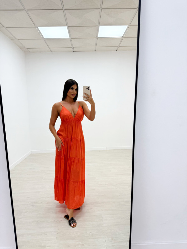 VESTIDO LARGO NARANJA