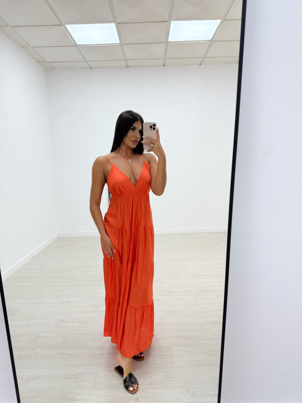 VESTIDO LARGO NARANJA