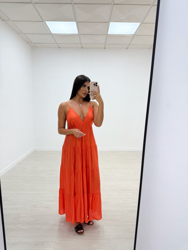 VESTIDO LARGO NARANJA