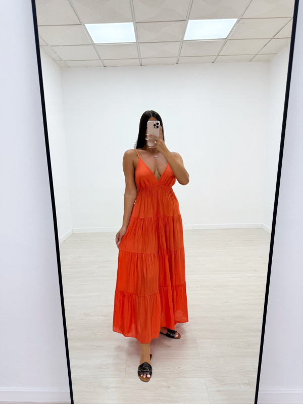 VESTIDO LARGO NARANJA