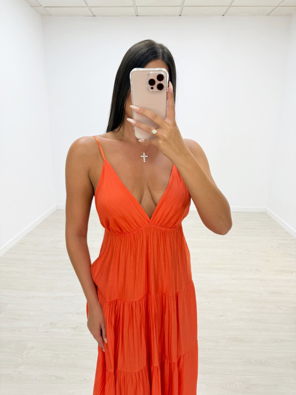 VESTIDO LARGO NARANJA