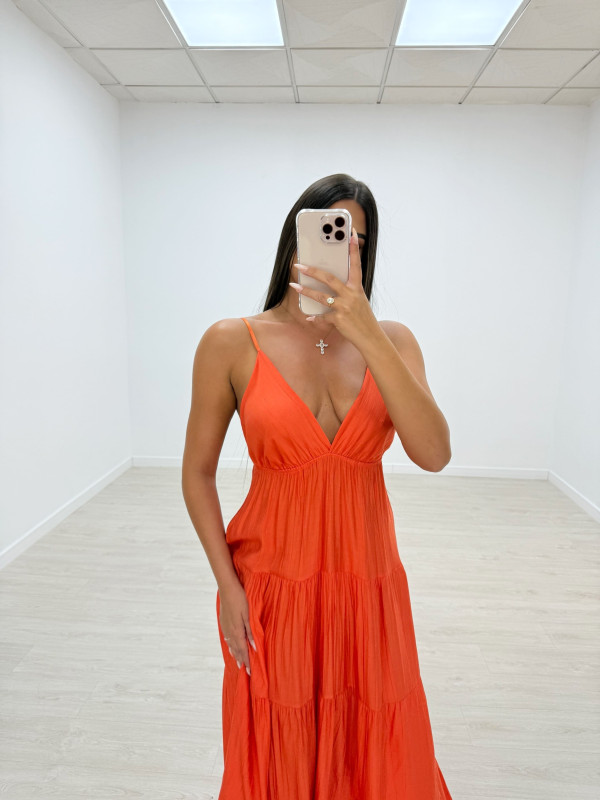 VESTIDO LARGO NARANJA
