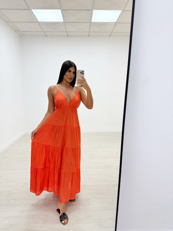 VESTIDO LARGO NARANJA