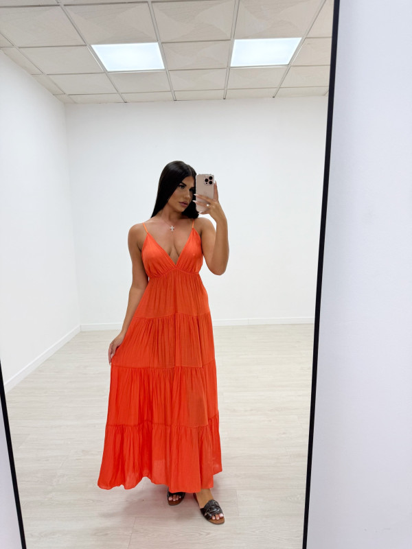 VESTIDO LARGO NARANJA
