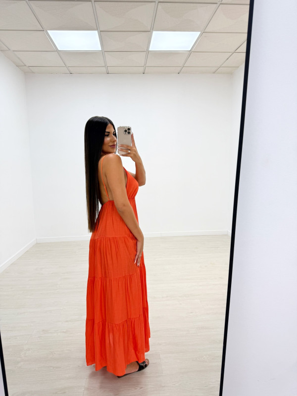 VESTIDO LARGO NARANJA