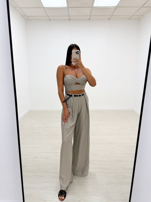 PANTALÓN WIDE LEG FLUIDO + CINTURÓN TOUPE