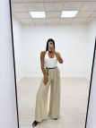 PANTALÓN WIDE LEG FLUIDO + CINTURÓN BEIGE PANTALÓN WIDE LEG FLUIDO + CINTURÓN BEIGE