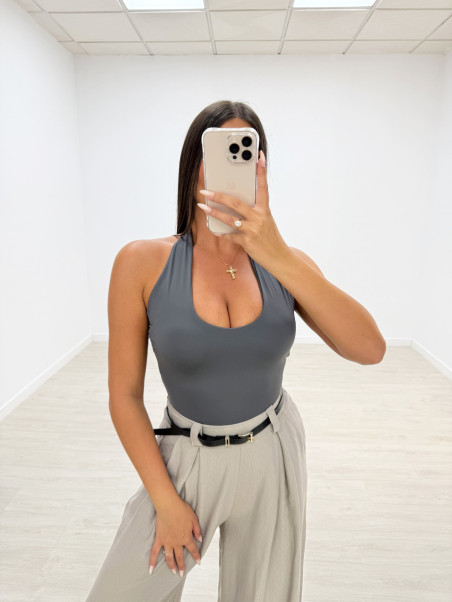 TOP LICRA HALTER GRIS