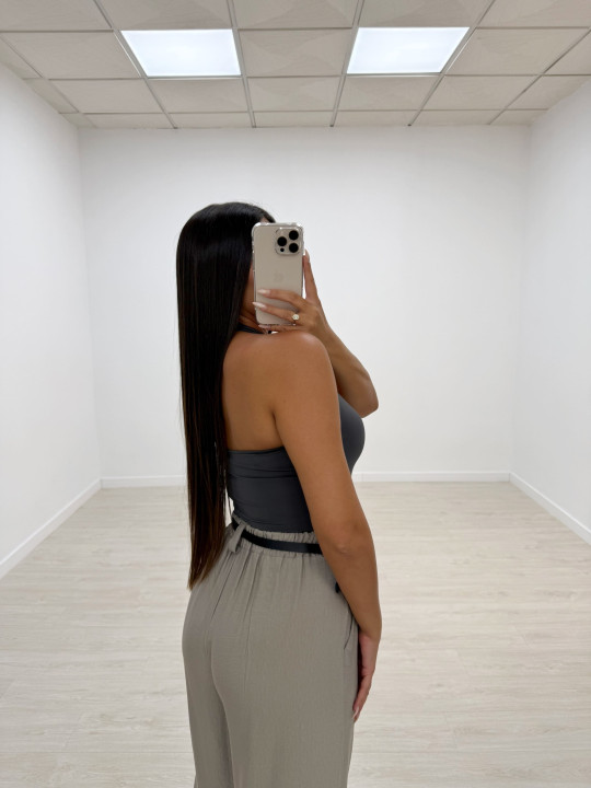 TOP LICRA HALTER GRIS