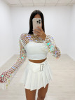 TOP CALADO LENTEJUELAS BLANCO