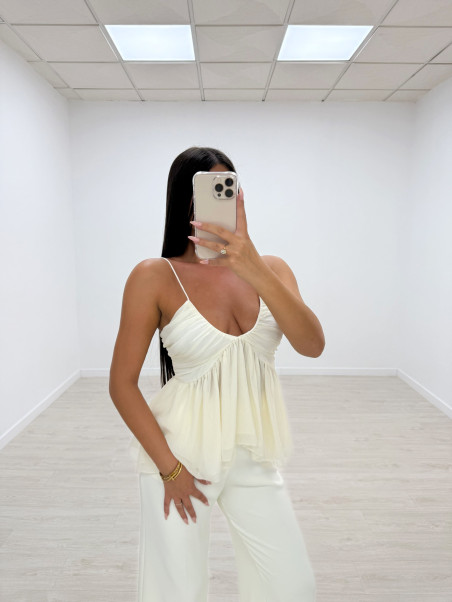 BLUSA TOP GASA BEIGE