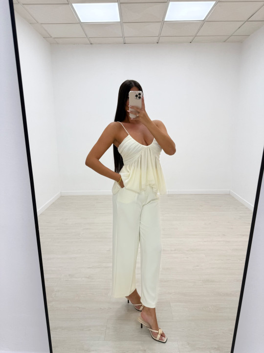 BLUSA TOP GASA BEIGE BLUSA TOP GASA BEIGE