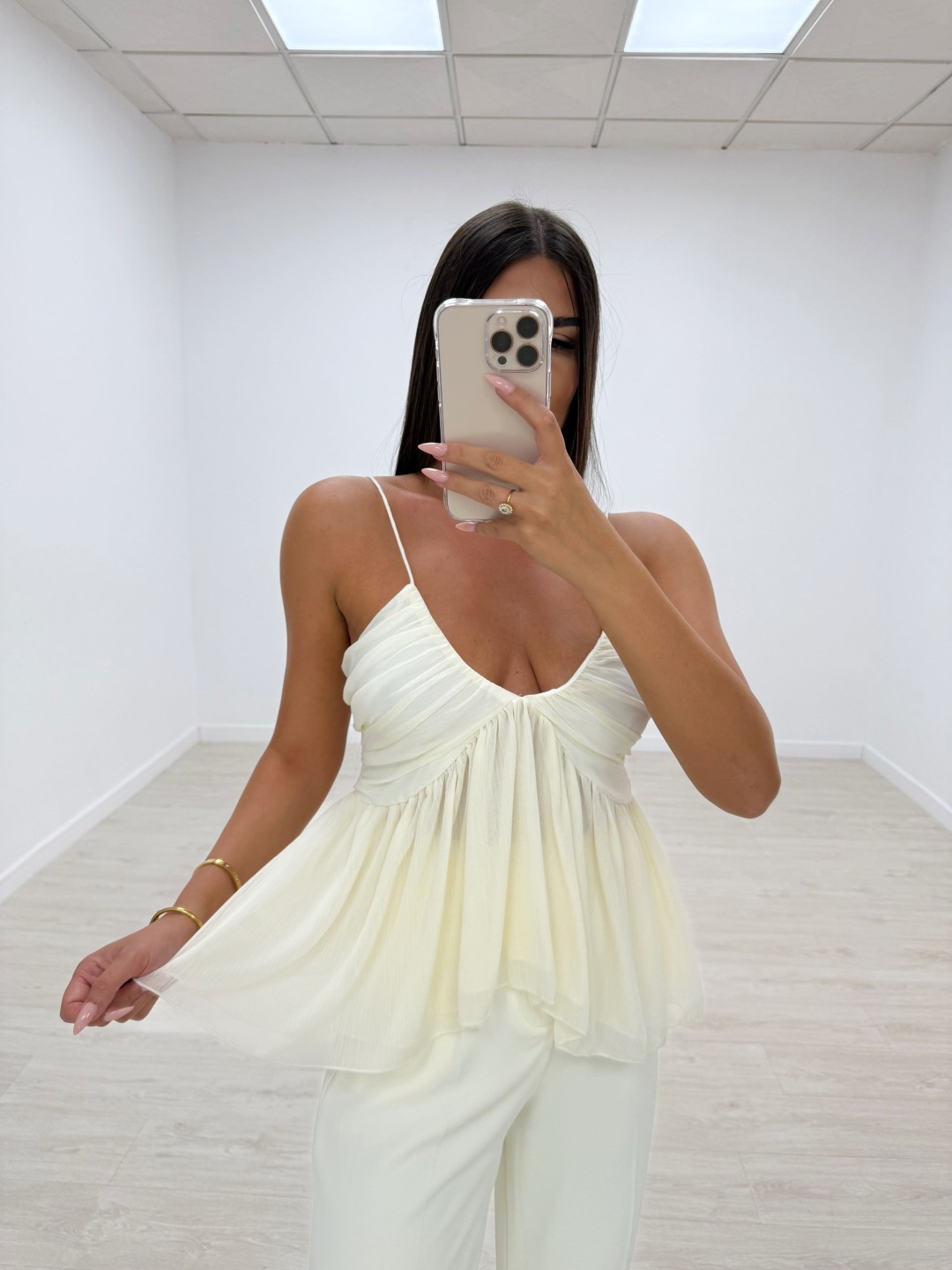 BLUSA TOP GASA BEIGE