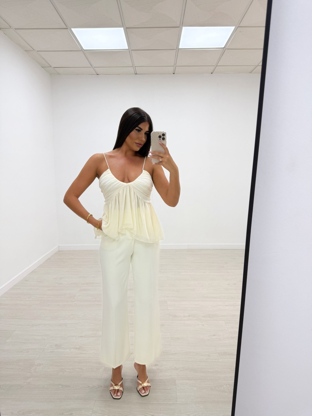 BLUSA TOP GASA BEIGE