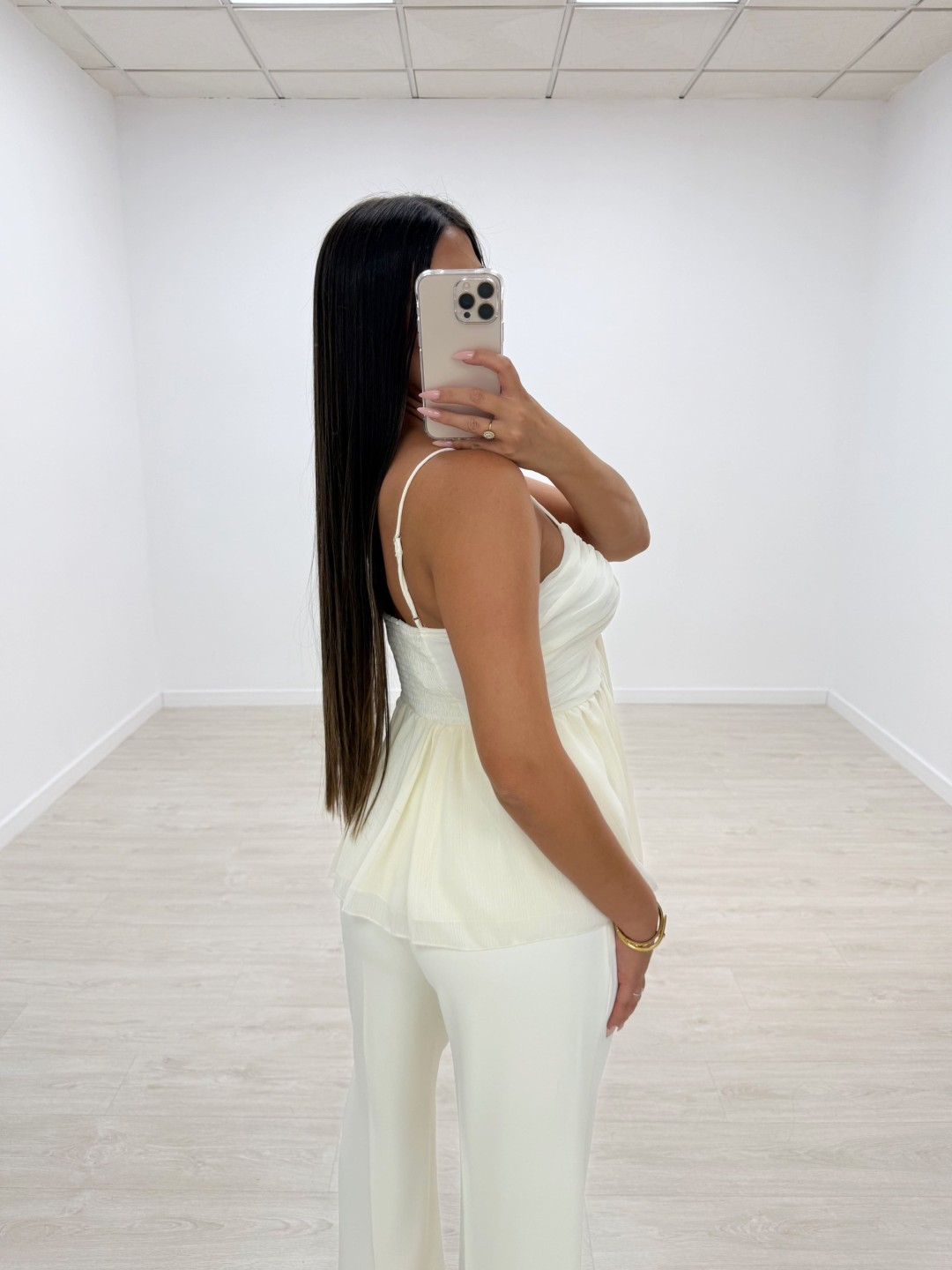 BLUSA TOP GASA BEIGE