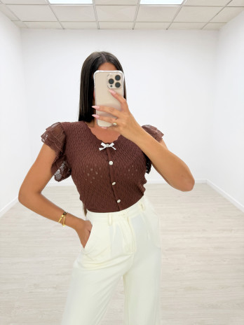 TOP COQUETTE MARRÓN