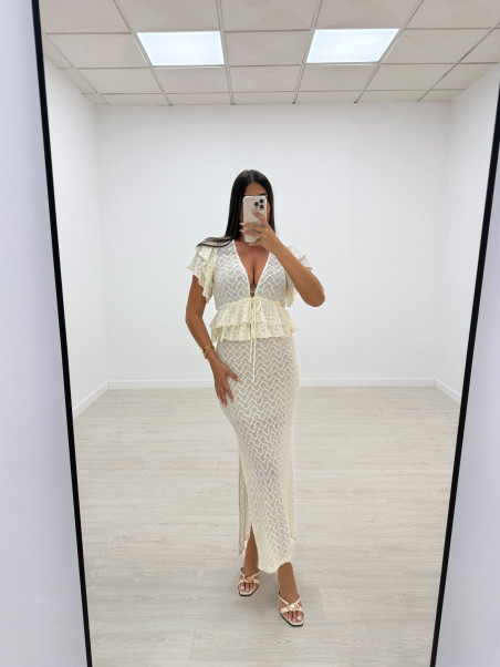 CONJUNTO EXCLUSIVO ENCAJE BEIGE