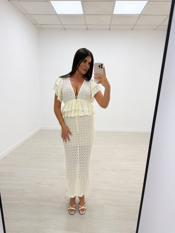 CONJUNTO EXCLUSIVO ENCAJE BEIGE