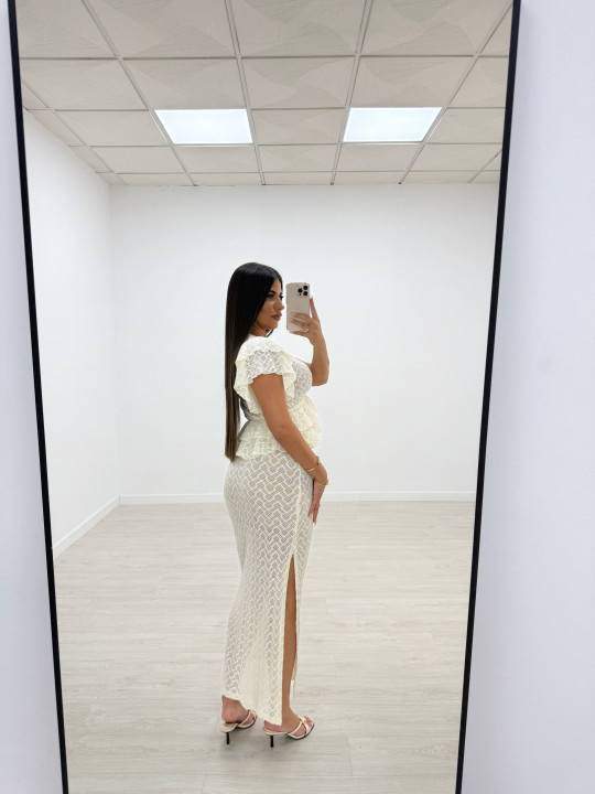 CONJUNTO EXCLUSIVO ENCAJE BEIGE