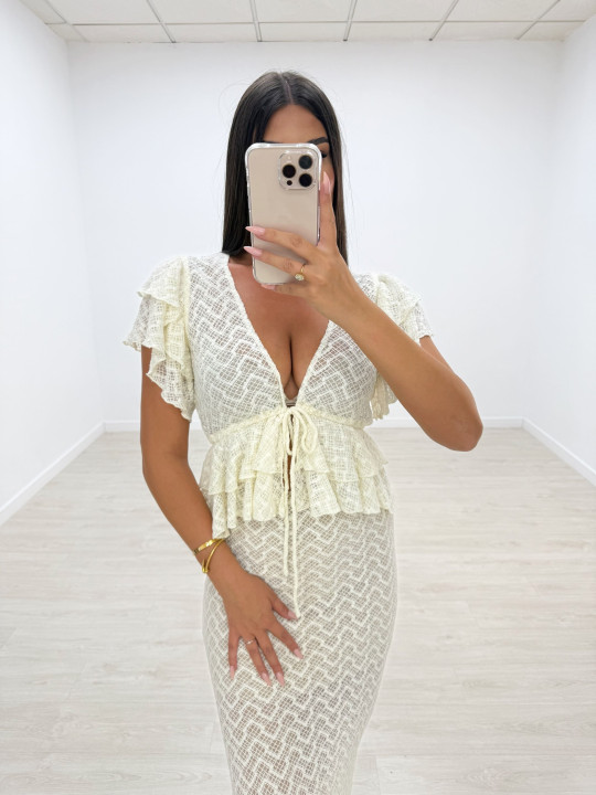 CONJUNTO EXCLUSIVO ENCAJE BEIGE