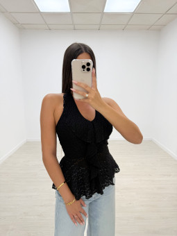 TOP HALTER FLOR NEGRO