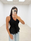 TOP HALTER FLOR NEGRO