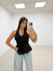 TOP HALTER FLOR NEGRO