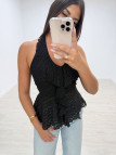 TOP HALTER FLOR NEGRO