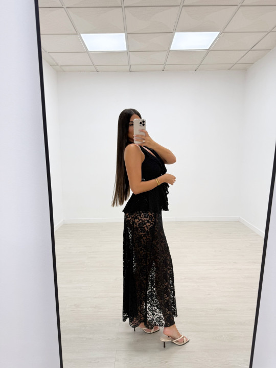 FALDA ENCAJE LUXURY NEGRA