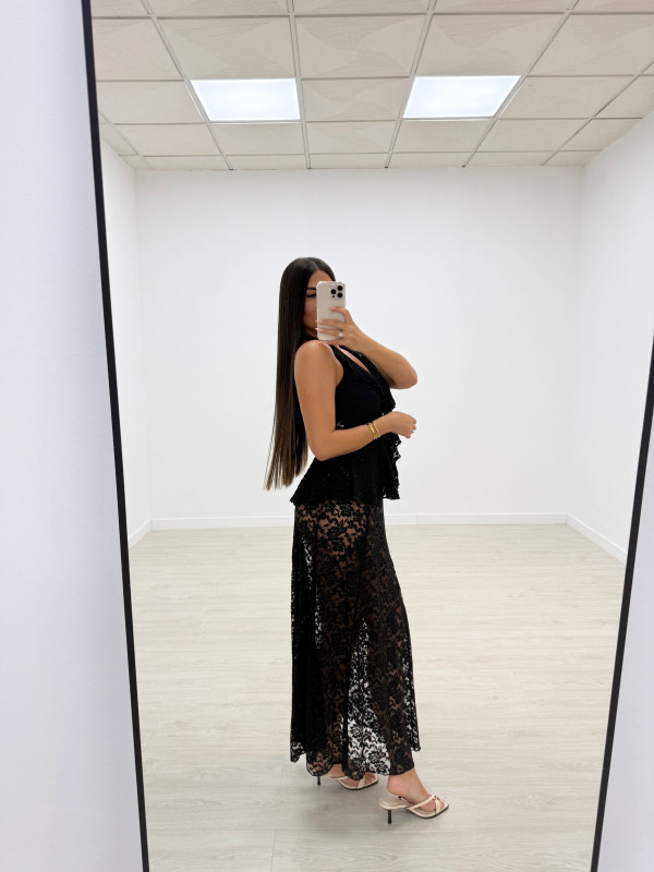 FALDA ENCAJE LUXURY NEGRA