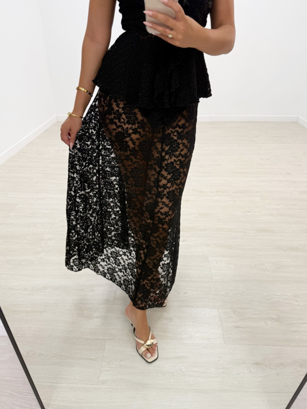 FALDA ENCAJE LUXURY NEGRA