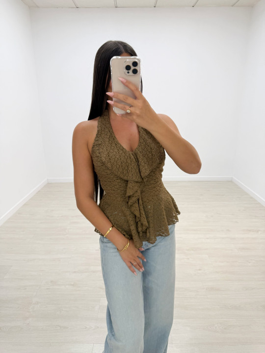 TOP HALTER FLOR CAFÉ