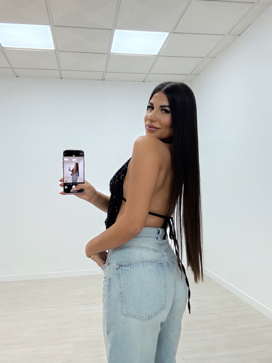 TOP LENTEJUELAS CONCHA NEGRO