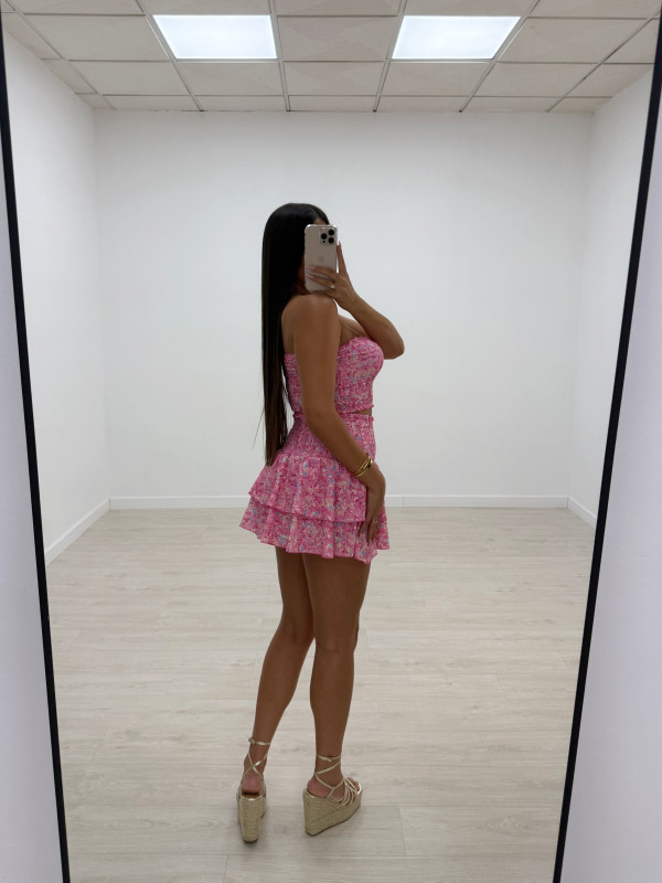 CONJUNTO BANDA ESTAMPADO ROSA