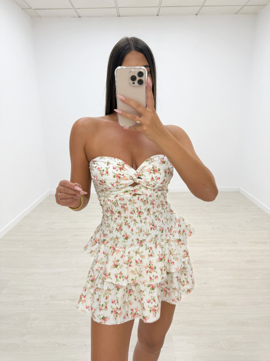 VESTIDO ESTAMPADO FLORES BLANCO