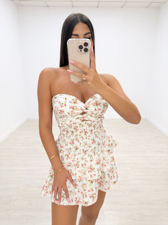 VESTIDO ESTAMPADO FLORES BLANCO