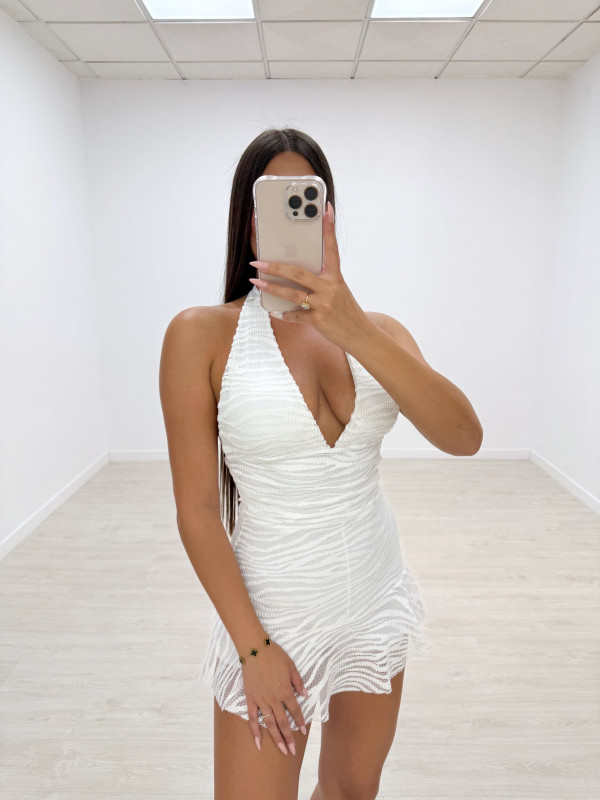 MONO MINI HALTER CEBRA BLANCO