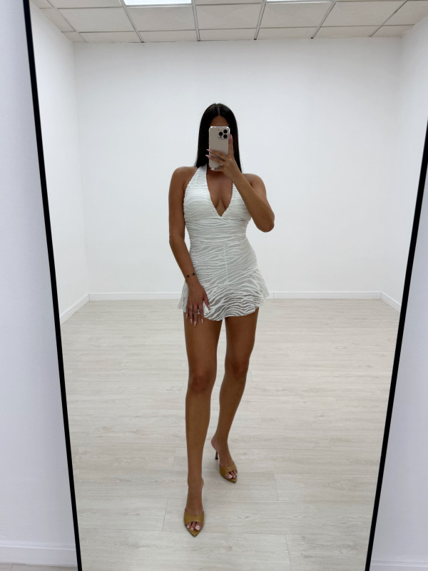 MONO MINI HALTER CEBRA BLANCO