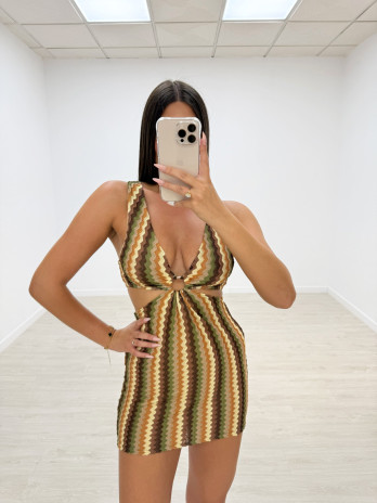 VESTIDO MINI CROCHET VERDE