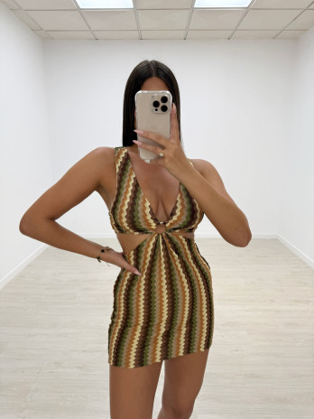 VESTIDO MINI CROCHET VERDE