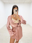 CONJUNTO BATA Y CAMISÓN SEDA ROSA