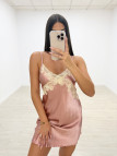 CONJUNTO BATA Y CAMISÓN SEDA ROSA