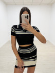 CONJUNTO PUNTO MINI RAYAS NEGRO