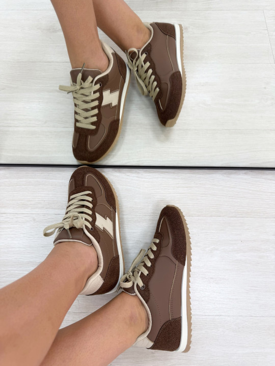 ZAPATILLA COMBINADA MARRÓN-BEIGE ZAPATILLA COMBINADA MARRÓN-BEIGE
