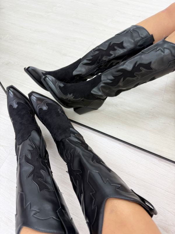 BOTAS COWBOY COMBINADAS NEGRAS