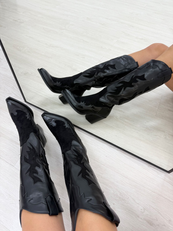 BOTAS COWBOY COMBINADAS NEGRAS