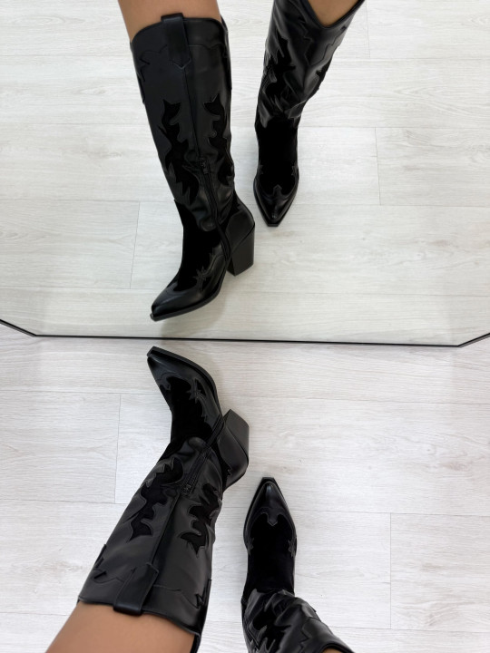 BOTAS COWBOY COMBINADAS NEGRAS BOTAS COWBOY COMBINADAS NEGRAS