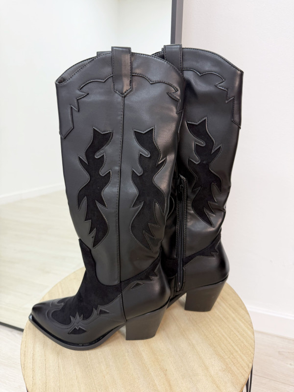 BOTAS COWBOY COMBINADAS NEGRAS