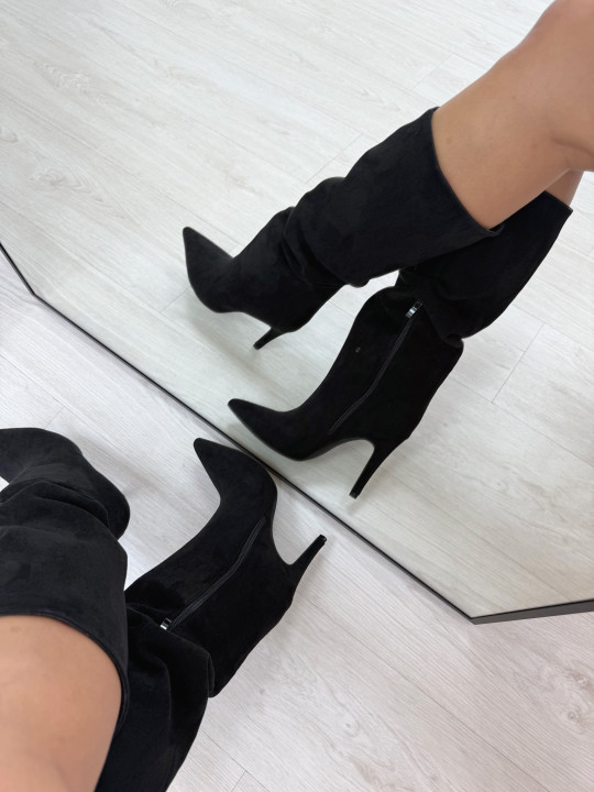 BOTAS TACÓN ANTE NEGRAS BOTAS TACÓN ANTE NEGRAS