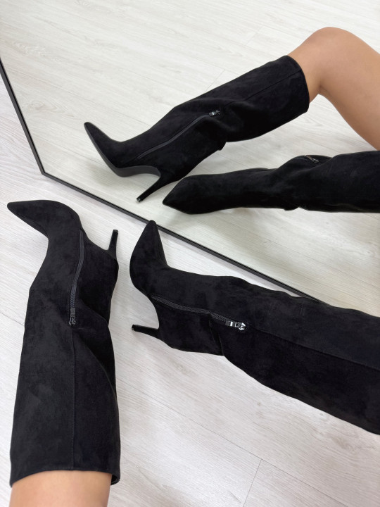 BOTAS TACÓN ANTE NEGRAS BOTAS TACÓN ANTE NEGRAS
